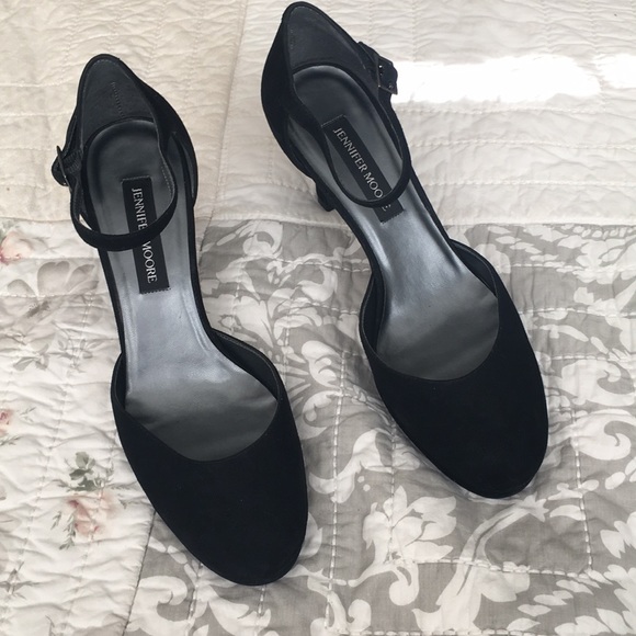 Jennifer Moore Black Suede 4" Heel with Ankle Strap - Picture 2 of 9